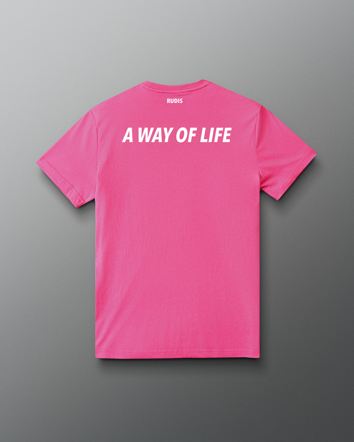 Back view of the pink RUDIS USA Wrestling Map Elite Super Soft T-Shirt with “A Way of Life” graphic.
