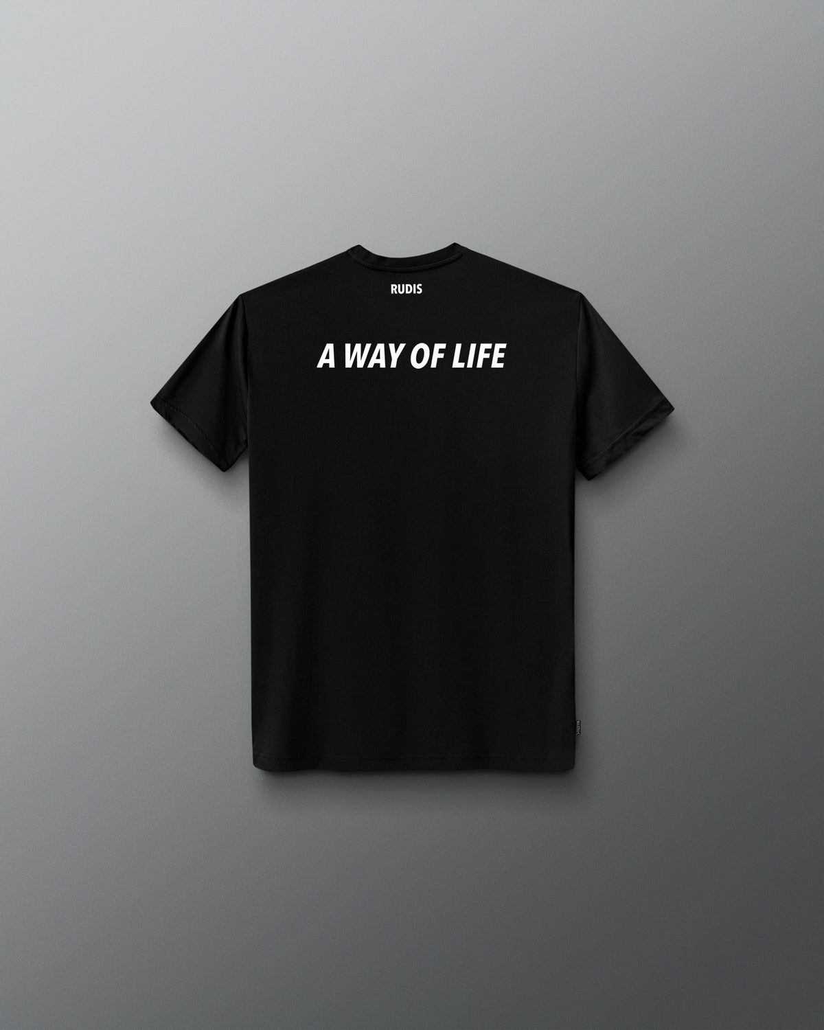 Black t-shirt with 'A Way of Life' text on a gray background