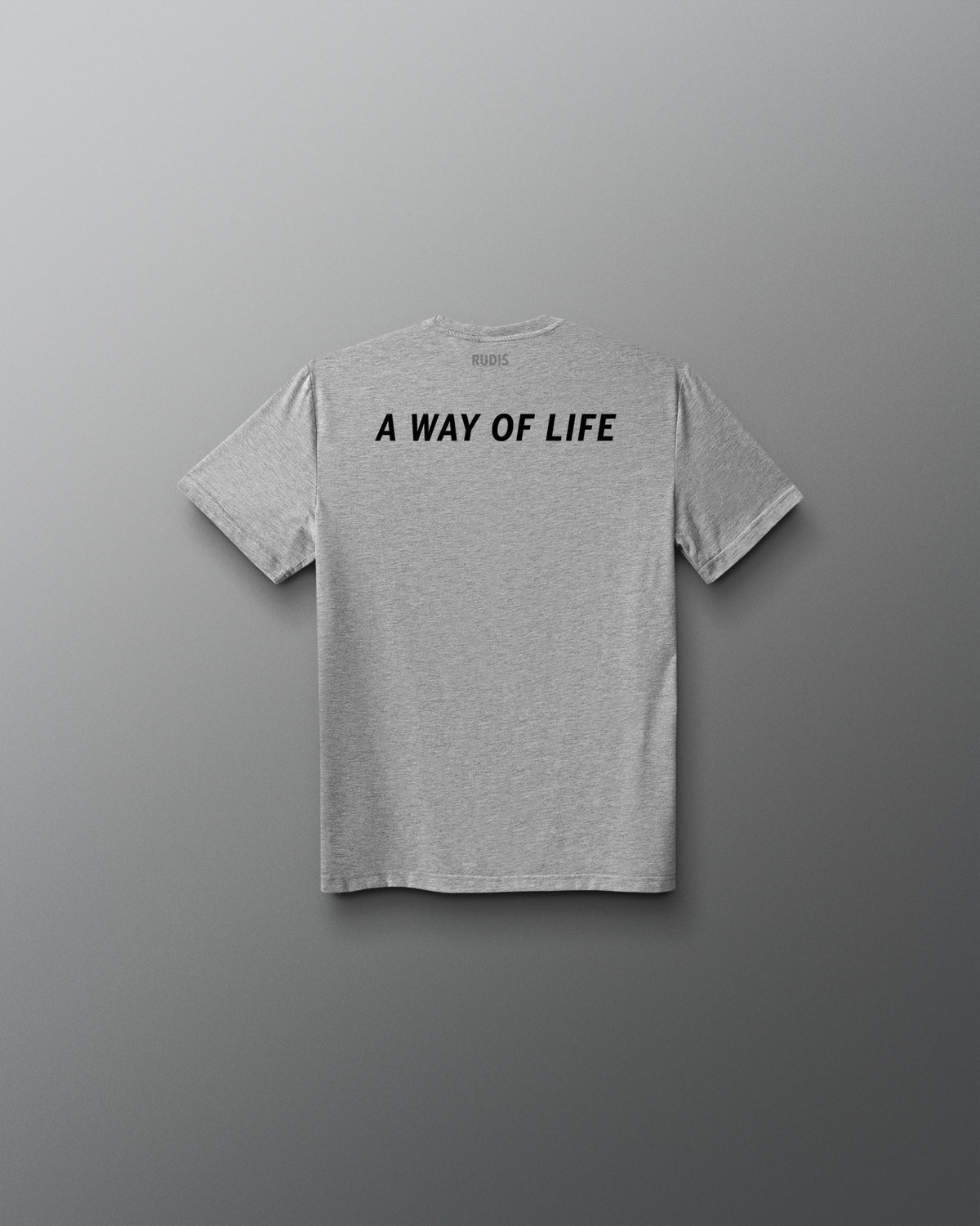 Gray t-shirt with 'A Way of Life' text on the back against a gray background