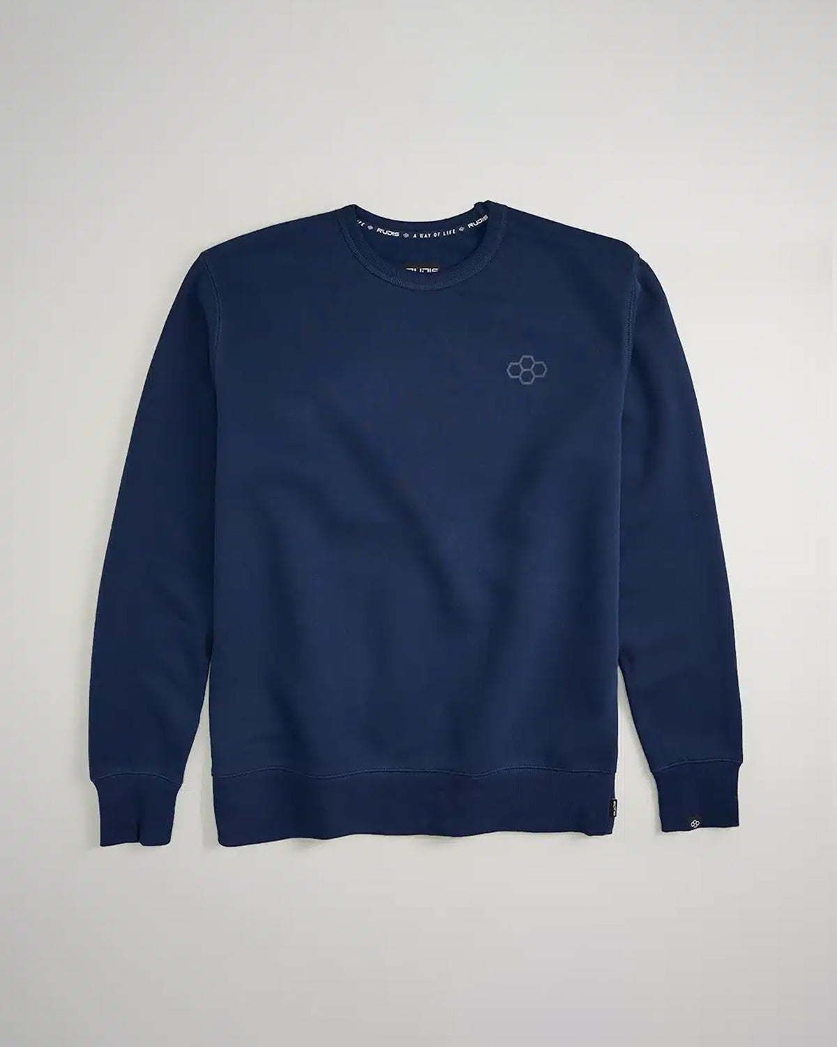 A navy blue sweatshirt featuring a simple design with a small logo on the chest and ribbed cuffs and hem ideal for casual wear