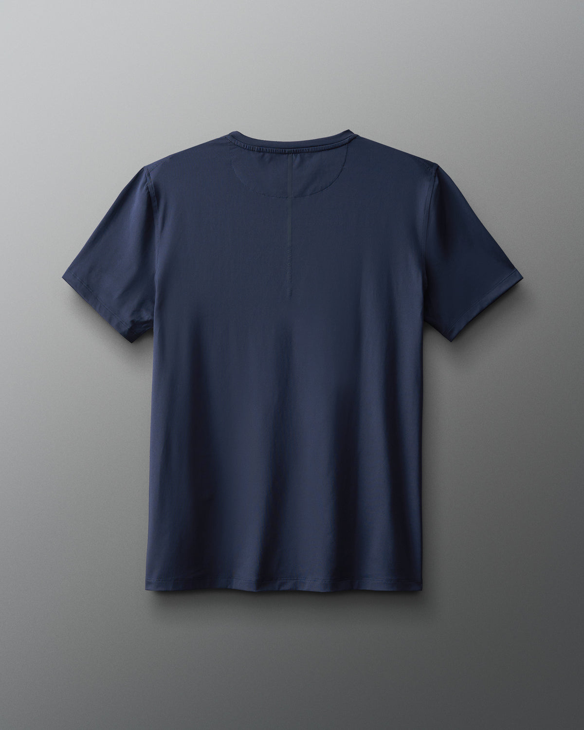 Navy blue t-shirt on a light gray background