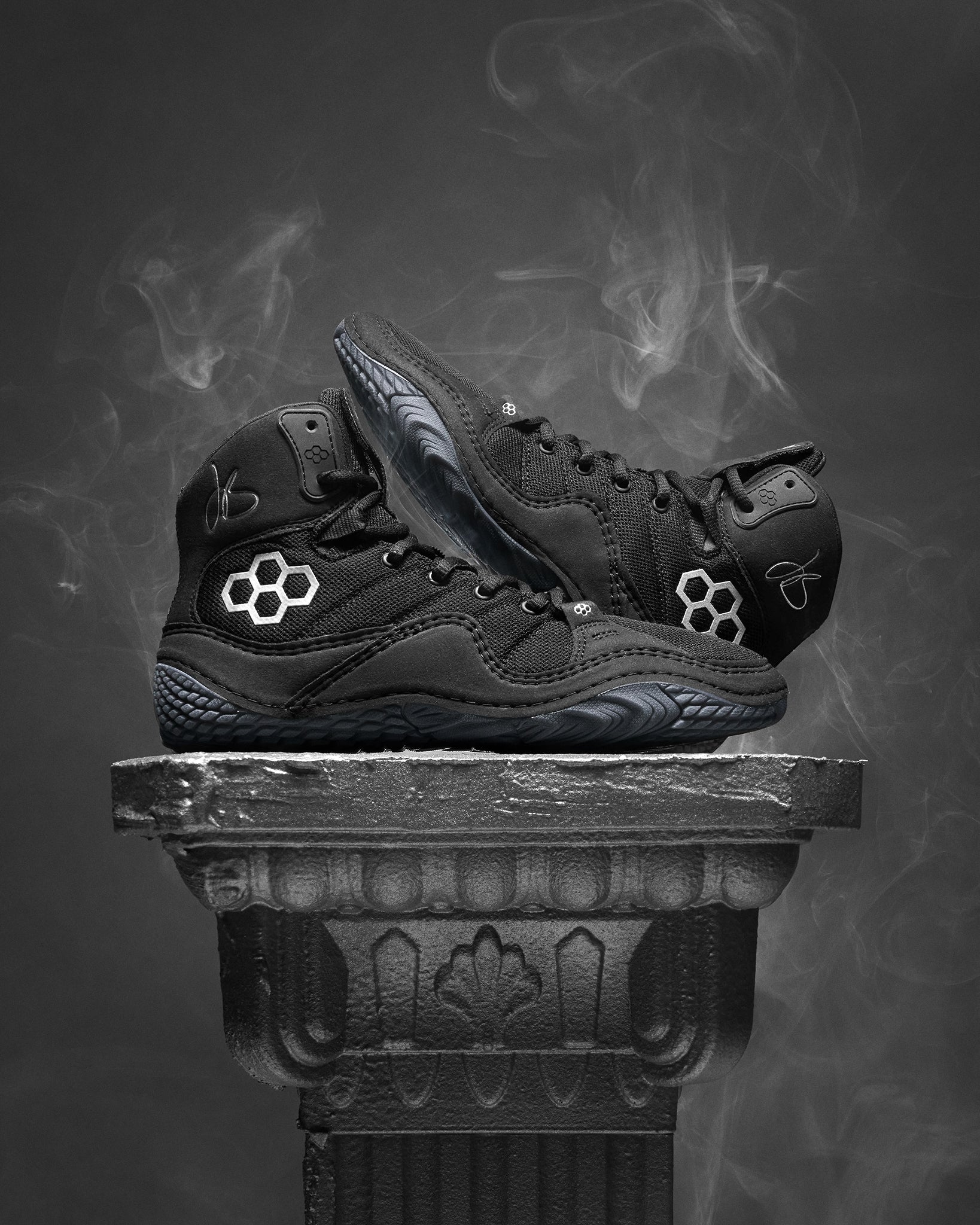 JB1 Black Metal wrestling shoes by RUDIS, all black wrestling shoes with high grip sole designed for elite performance and control