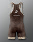 Brown camouflage wrestling singlet with 'Marines' text and logo on a gray background
