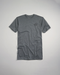 A gray t-shirt with a subtle embroidered logo on the chest featuring a classic crew neck design
