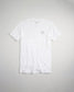 A plain white t-shirt featuring a subtle gray logo on the chest set against a light backdrop
