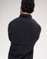 Rudis black athletic quarter-zip jacket shown from the back on a model, featuring a subtle gray brand logo on the upper neck.