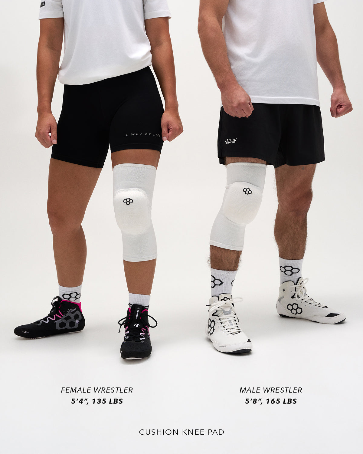 RUDIS Cushion White Wrestling Knee Pad