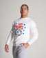 A confident athlete wearing a white sweatshirt with TEAM RUDIS printed in red complemented by gray sweatpants poses against a neutral backdrop