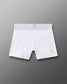 Front view of the RUDIS Women's Compression Shorts in White, featuring a wide RUDIS-branded elastic waistband, fitted silhouette and signature gray RUDIS emblem on the leg.