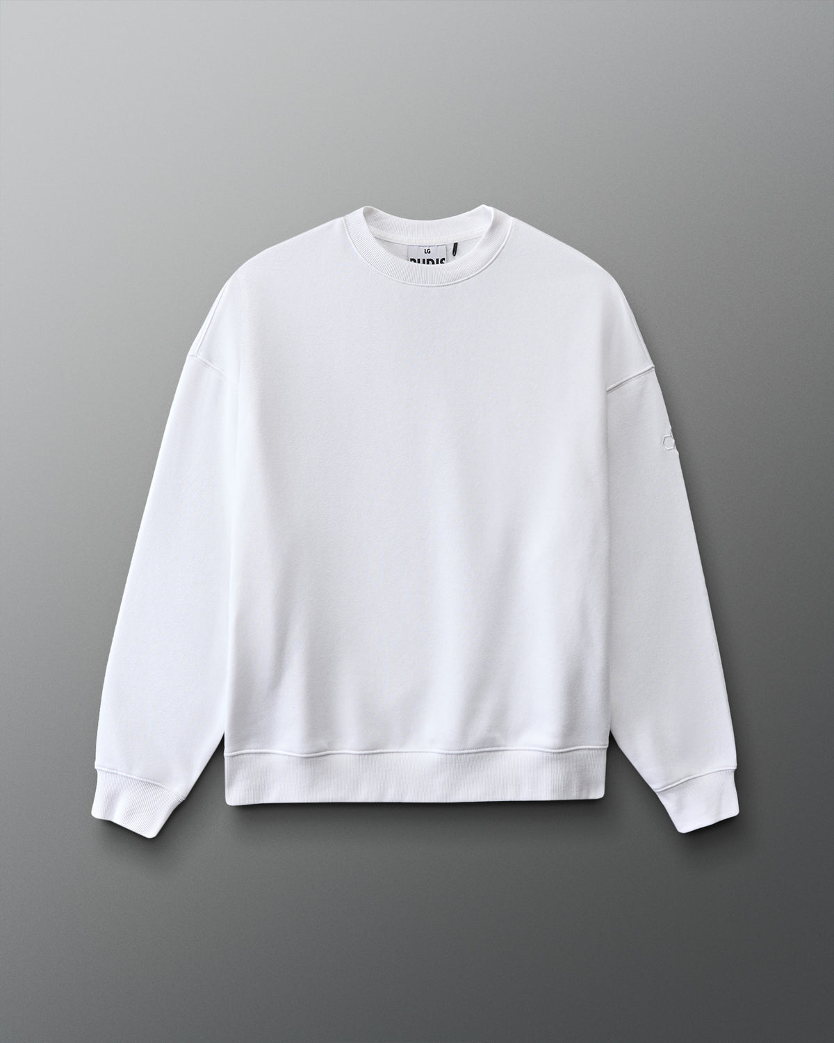 White sweatshirt on a gray background