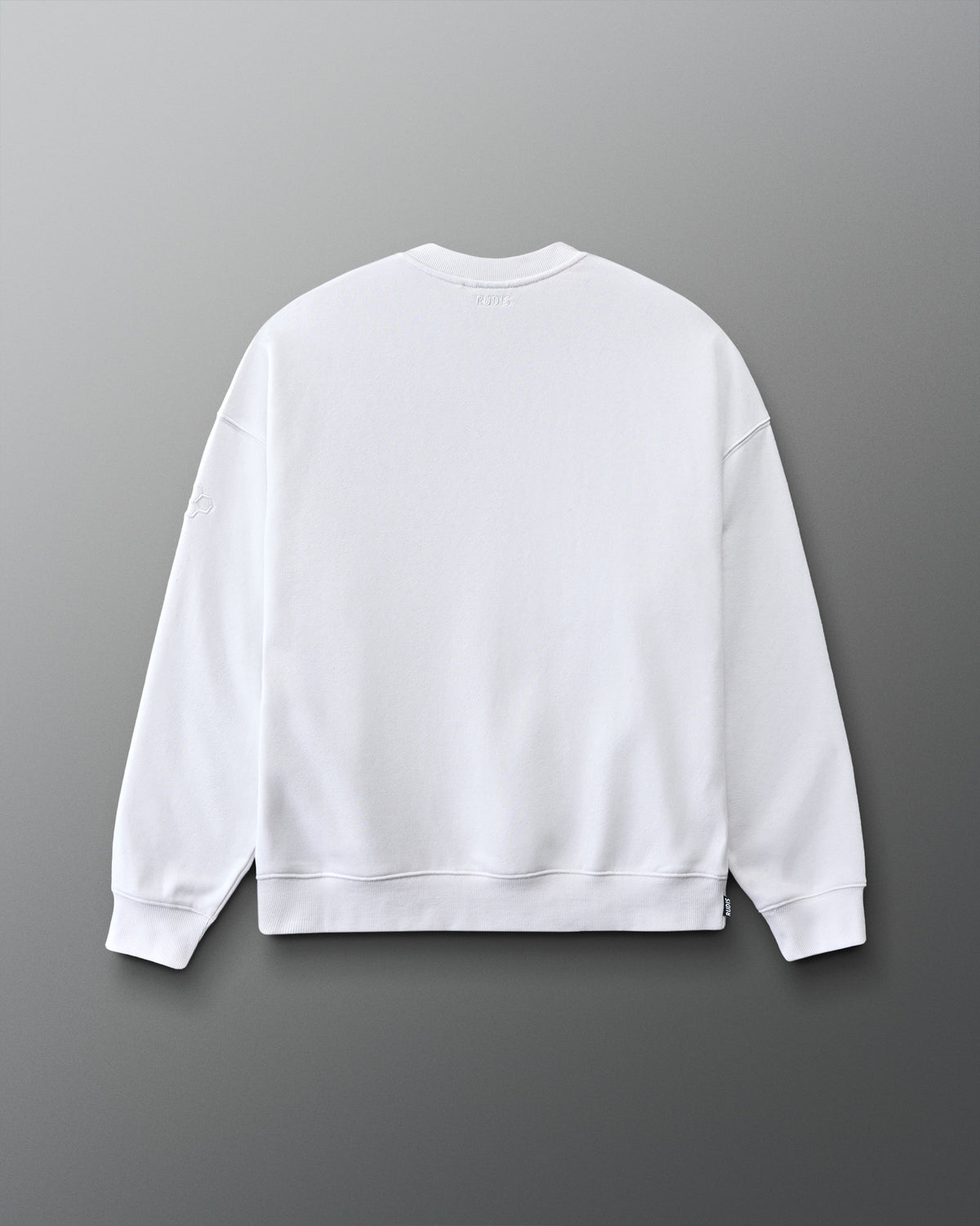 White sweatshirt on a gray background