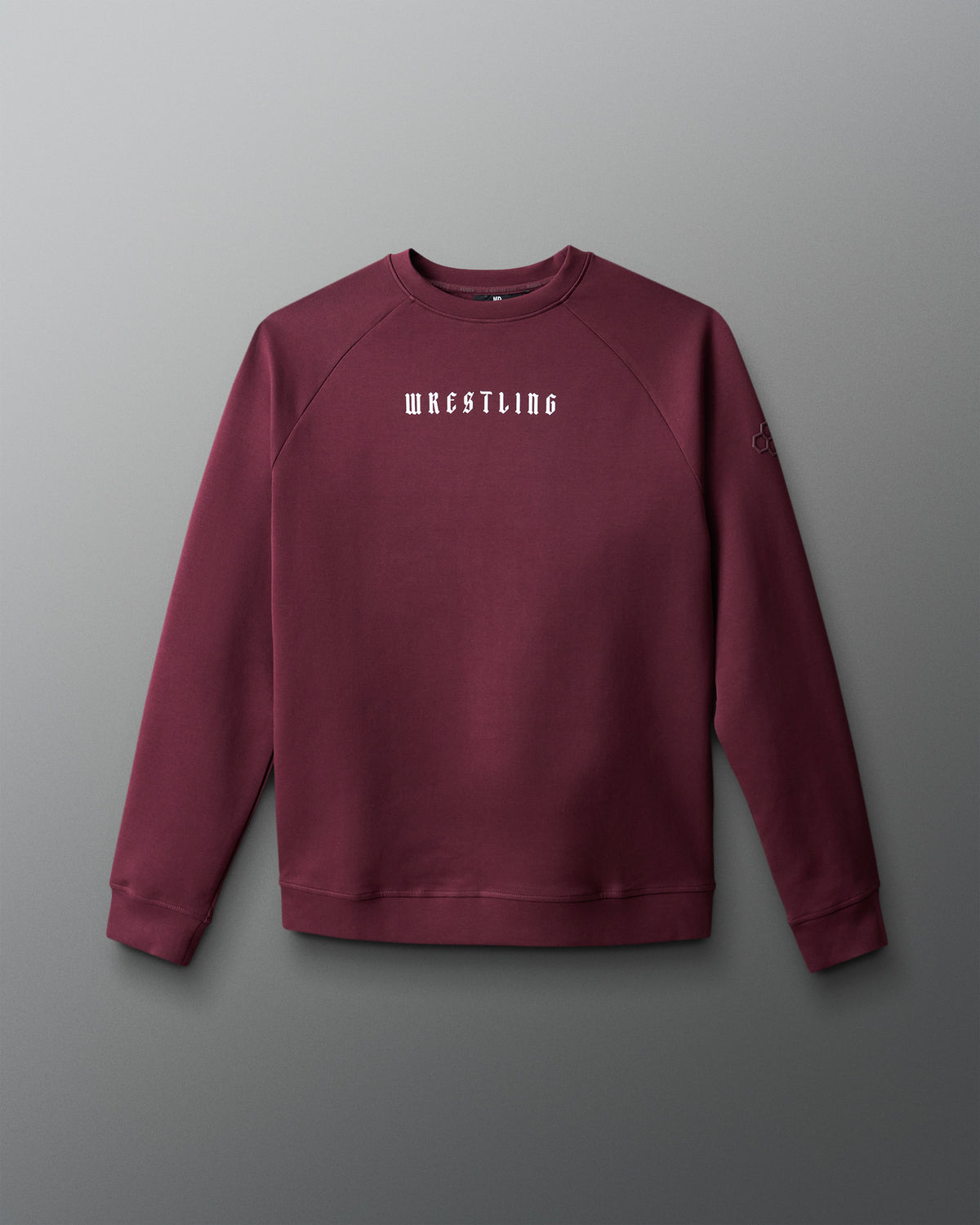 Maroon sweatshirt with 'WRESTLING' text on a gray background