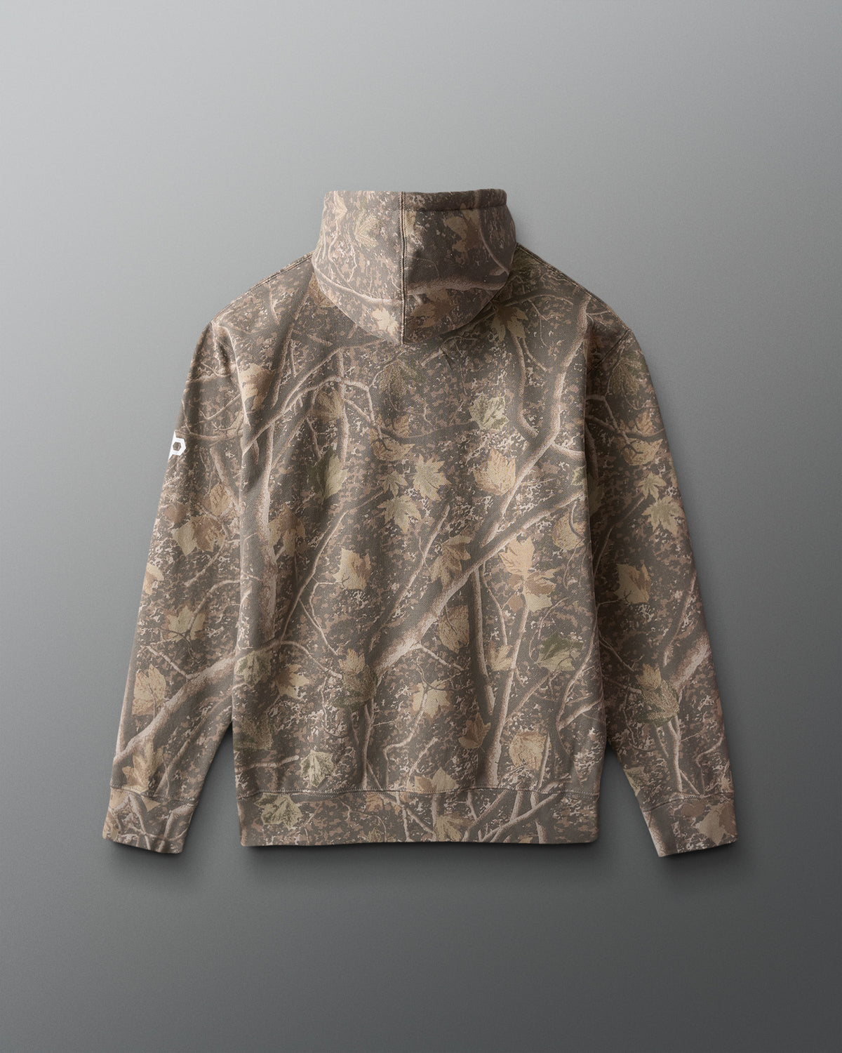 Camouflage-patterned jacket on a gray background