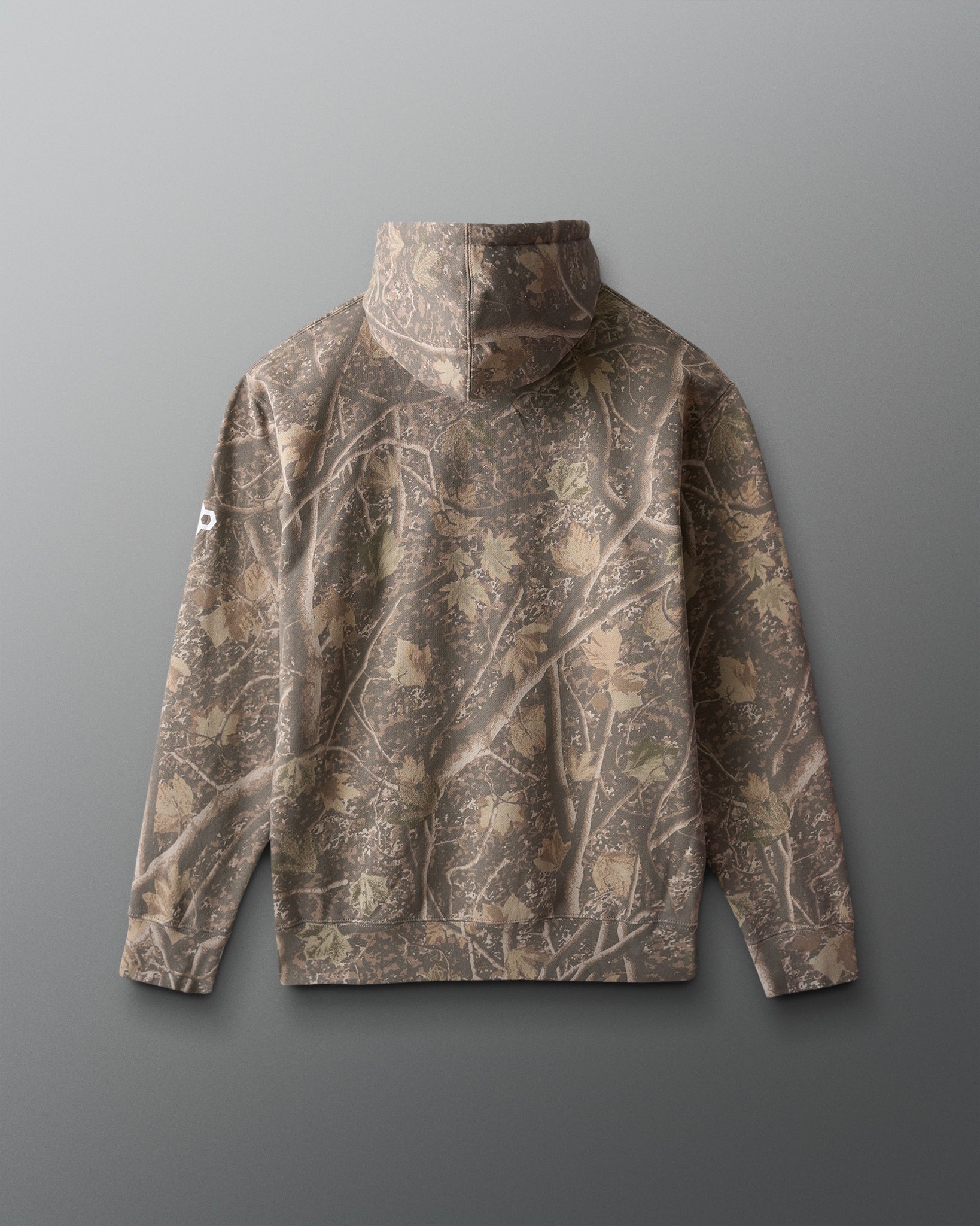 Camouflage-patterned jacket on a gray background