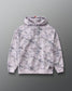 Front view of the RUDIS Faith Over Fear Relaxed Comfort Fleece Hoodie in Tree Camo, featuring an allover woodland print, drawstring hood, kangaroo pocket and white chest graphic.