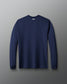 Back view of the RUDIS Essential Hex Elite Super Soft Long Sleeve T-Shirt in navy blue, featuring a solid navy design, small white RUDIS logo below the back neckline, crew neck, and ribbed cuffs.
