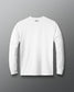 Back view of the RUDIS Essential Hex Elite Super Soft Long Sleeve T-Shirt in white, featuring a solid white design, small black RUDIS logo below the back neckline, crew neck, and ribbed cuffs.