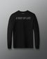 A black long-sleeve t-shirt with 'A WAY OF LIFE' printed in gray across the chest, displayed against a dark gray gradient background.