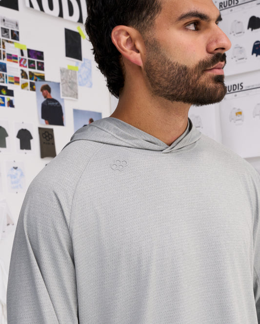 Hooded Premium Mesh Long Sleeve - Athletic Gray