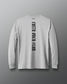 A light heather gray long-sleeve t-shirt shown from the back, featuring the words 'FAITH OVER FEAR' printed vertically in black on the back center. The brand name 'RODIS' is printed in small black letters inside the back collar.