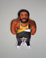 Pillow of a man with tattoos and a wrestling singlet on a gray background