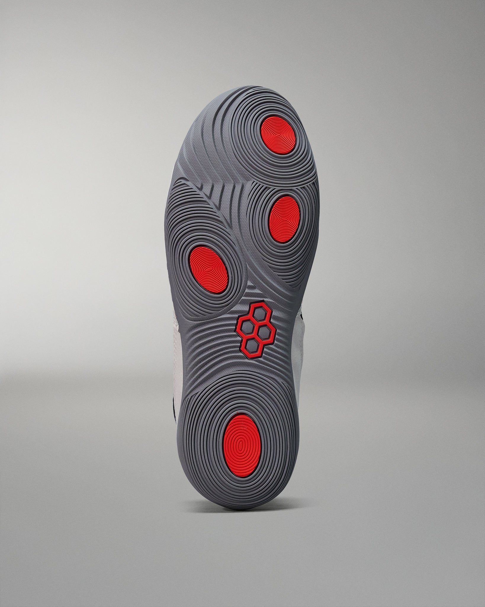 Bottom sole wrestling shoe view - Grey with RED