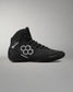 Black Wrestling shoe with a white logo on a gray background