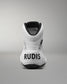 White Wrestling shoe with 'RUDIS' branding on a gray background
