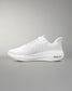 White running shoe on a gray background