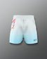 Gradient shorts with floral design on a gray background
