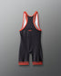 Black and red wrestling singlet on a gray background