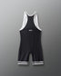 Black and white wrestling singlet with 'RUDIS' branding on a gray background