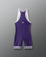 Purple wrestling singlet with white accents on a gray background