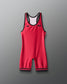 Red wrestling singlet with black accents on a gray background