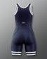 Navy and White wrestling singlet on a gray background