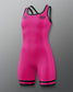 Pink wrestling singlet with black accents on a gray background