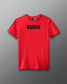 A gray RUDIS branded short-sleeved T-shirt displayed against a solid background.