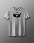 Gray t-shirt front with black usa wrestling logo graphic design on a gradient background