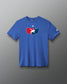 Blue t-shirt with a USA Wrestling graphic design on a gradient background