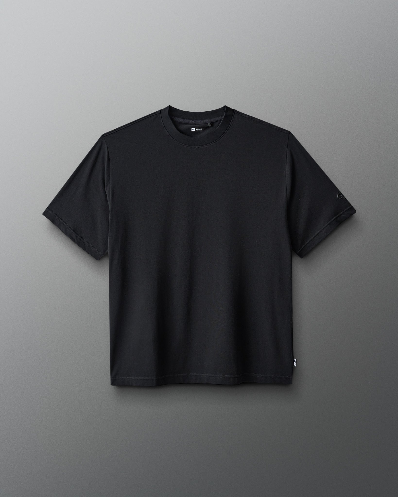 Black t-shirt on a gray background