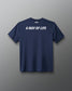 Navy blue t-shirt with 'A Way of Life' text on the back against a gray background