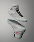 RUDIS Samurai Speed Adult Wrestling Shoes in Kokoro shown from multiple angles, highlighting the high-top silhouette, ankle straps, black laces, and red embroidered details.