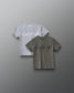 Back view of RUDIS Motto Scripted toddler t-shirts in olive and gray, featuring A Way of Life script graphics and RUDIS branding below the neckline.