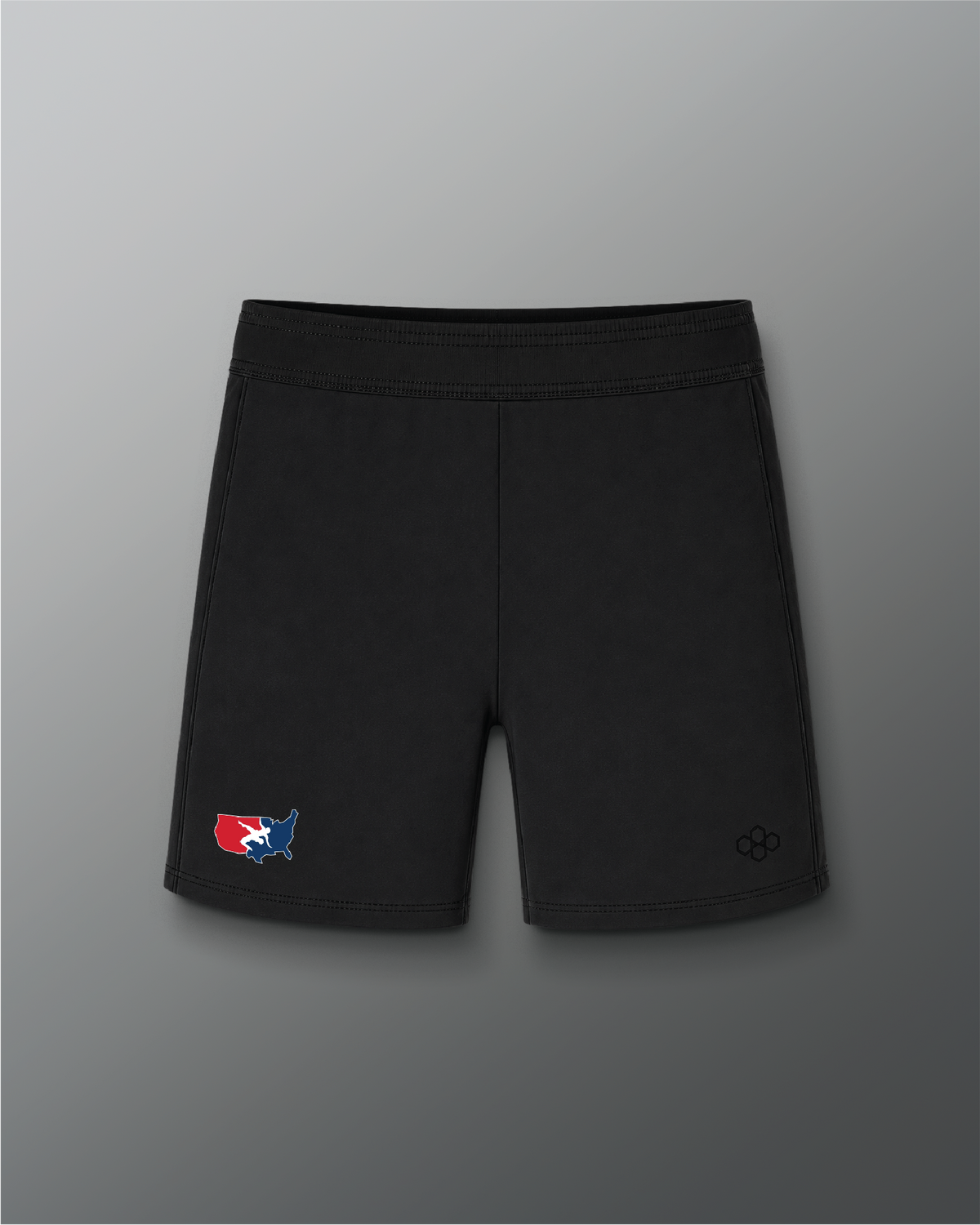 VIK - USA Wrestling Map Logo 7" Mesh Shorts - Black