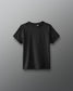 A black athletic t-shirt with short sleeves and a crew neckline, featuring a subtle honeycomb logo, designed for comfort during workouts.
