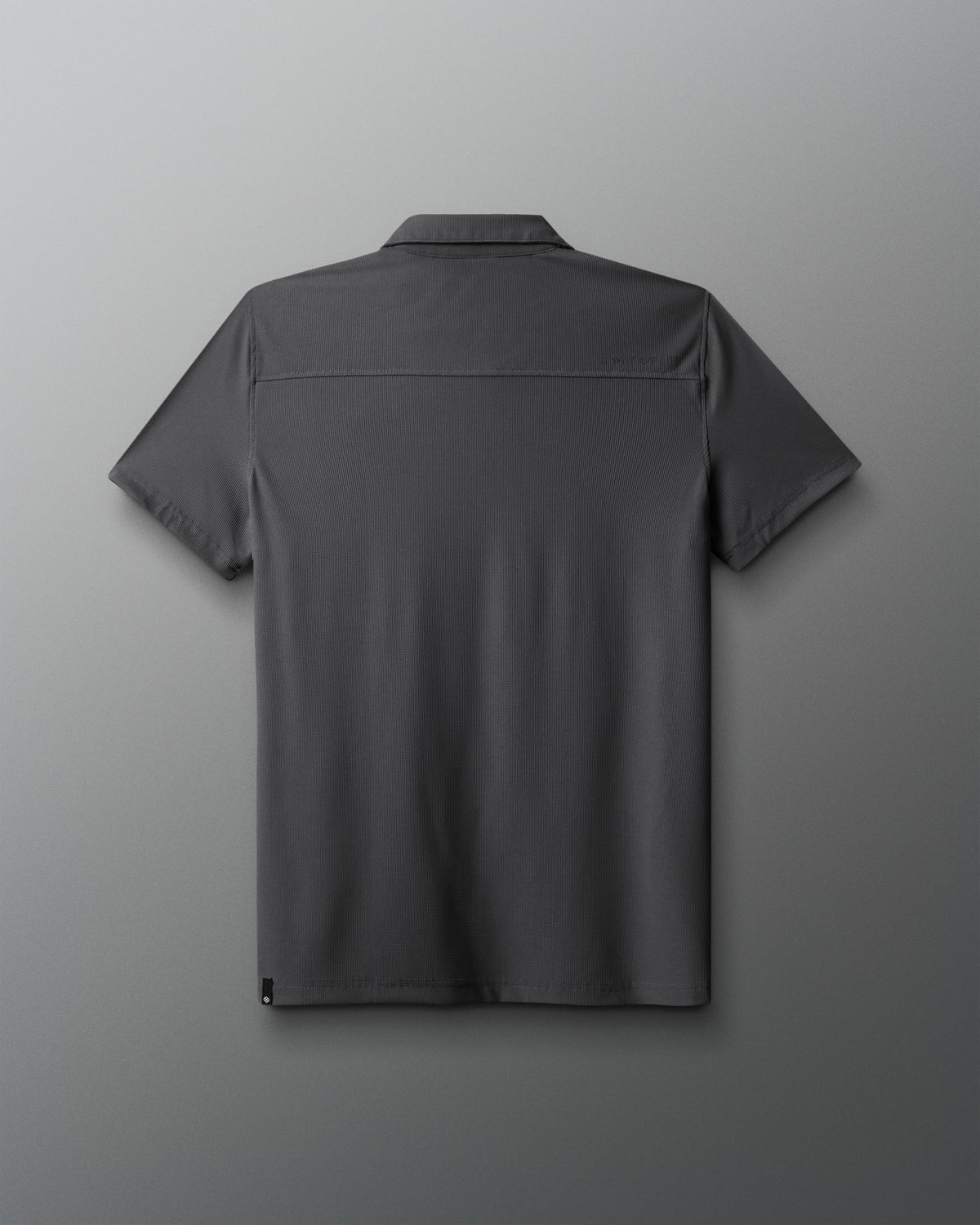 back of grey polo shirt