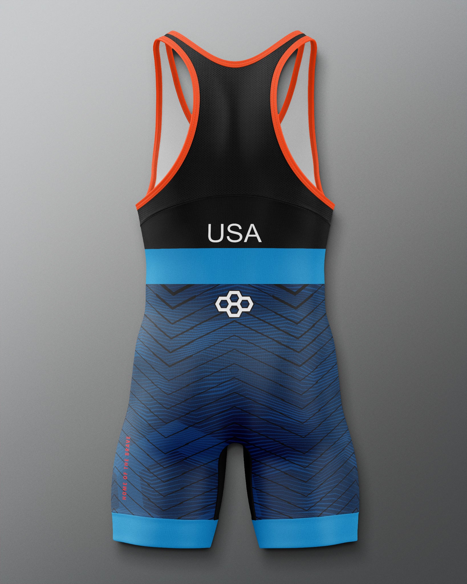 Freestyle Wrestling Singlet with 'USA' branding on a gray background