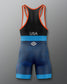 Freestyle Wrestling Singlet with 'USA' branding on a gray background