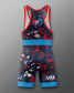 Freestyle Wrestling singlet with USA Wrestling logo on a gradient background