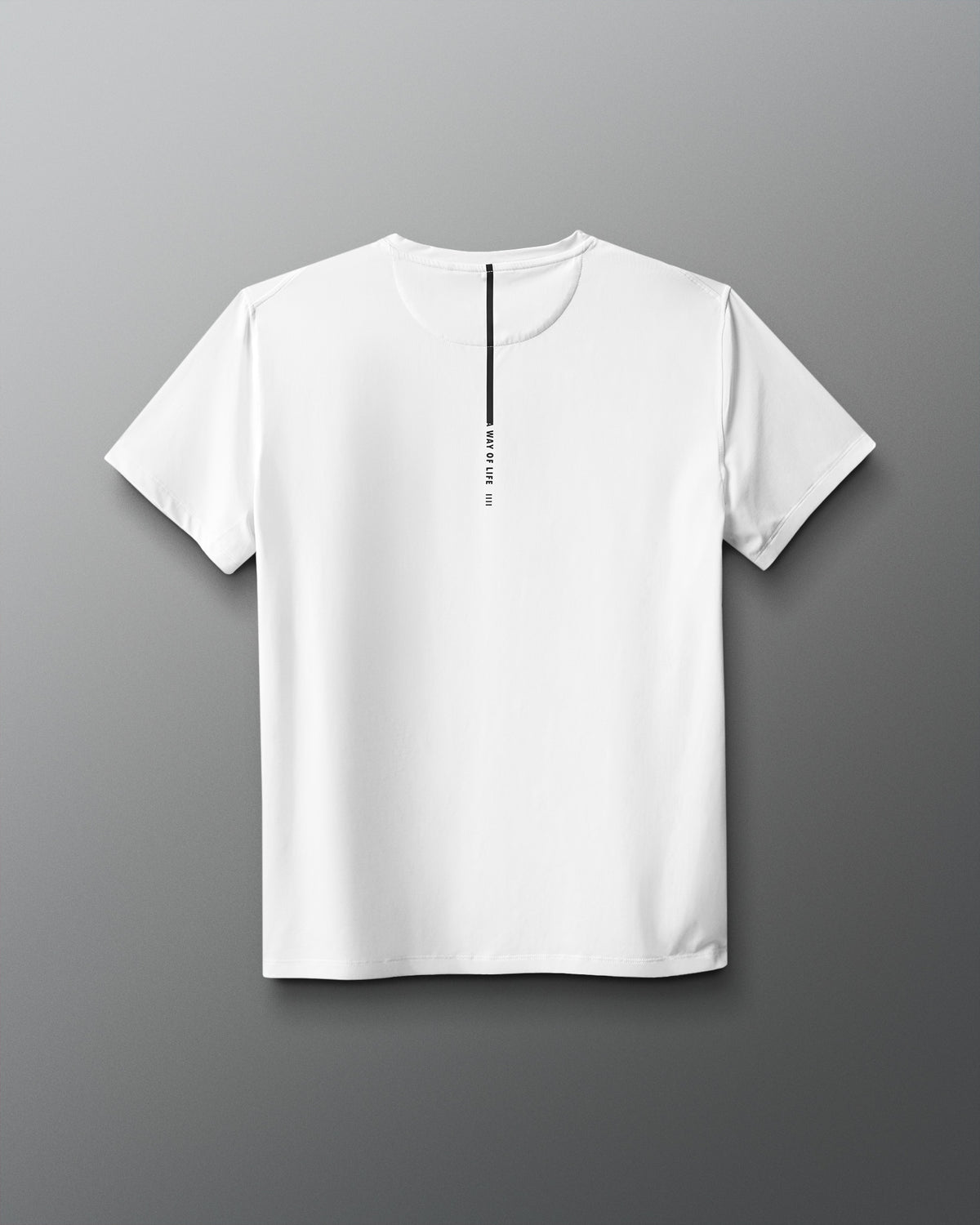 White t-shirt on a gradient red to blue background